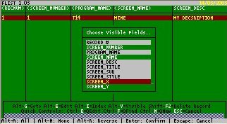 FLIST Fields Selected